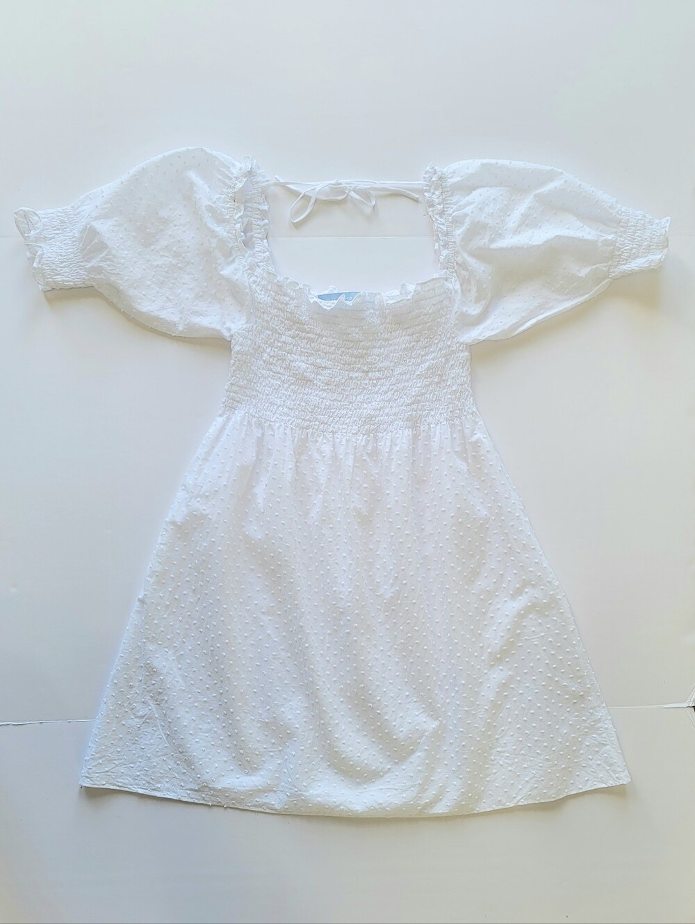 Hill House Athena Nap Dress White Cotton Swiss Dot Babydoll Puff Sleeve XS - Picture 2 of 7